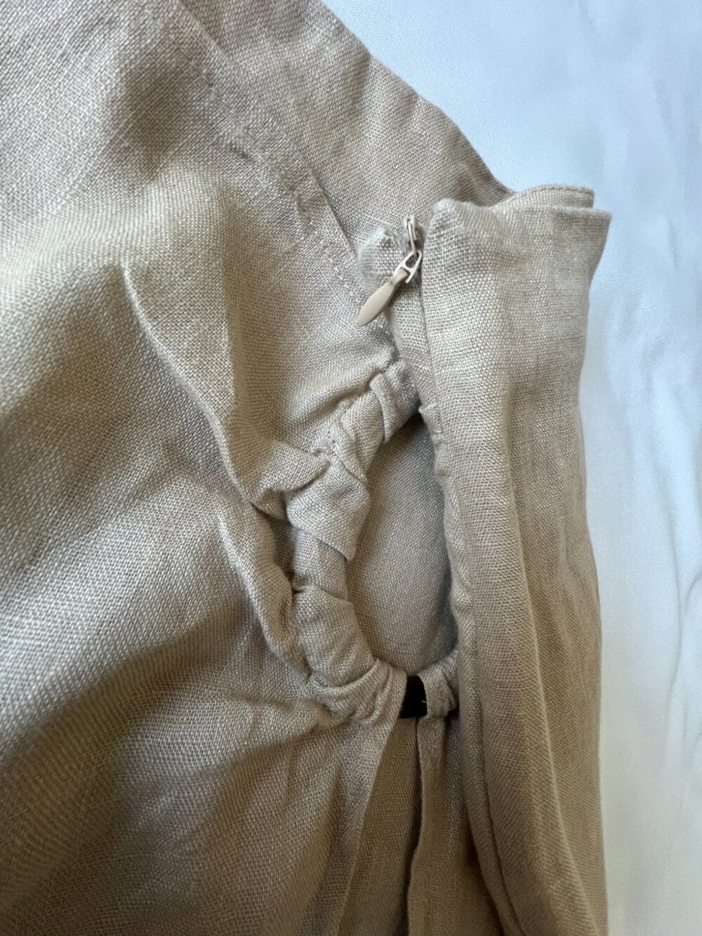 100% Linen Zara Wrap Midi Skirt Womens Size Large Tan Beige Vacation Summer - Picture 9 of 15